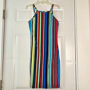 Absolutely It Multicolored Striped Seasonal Sleeveless Long Stretchy Thin dress